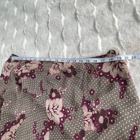 🔥Y2K Anne Klein 100% Silk Romantic Floral Bohemian Flowy Asymmetrical Skirt 16W - Picture 7 of 9